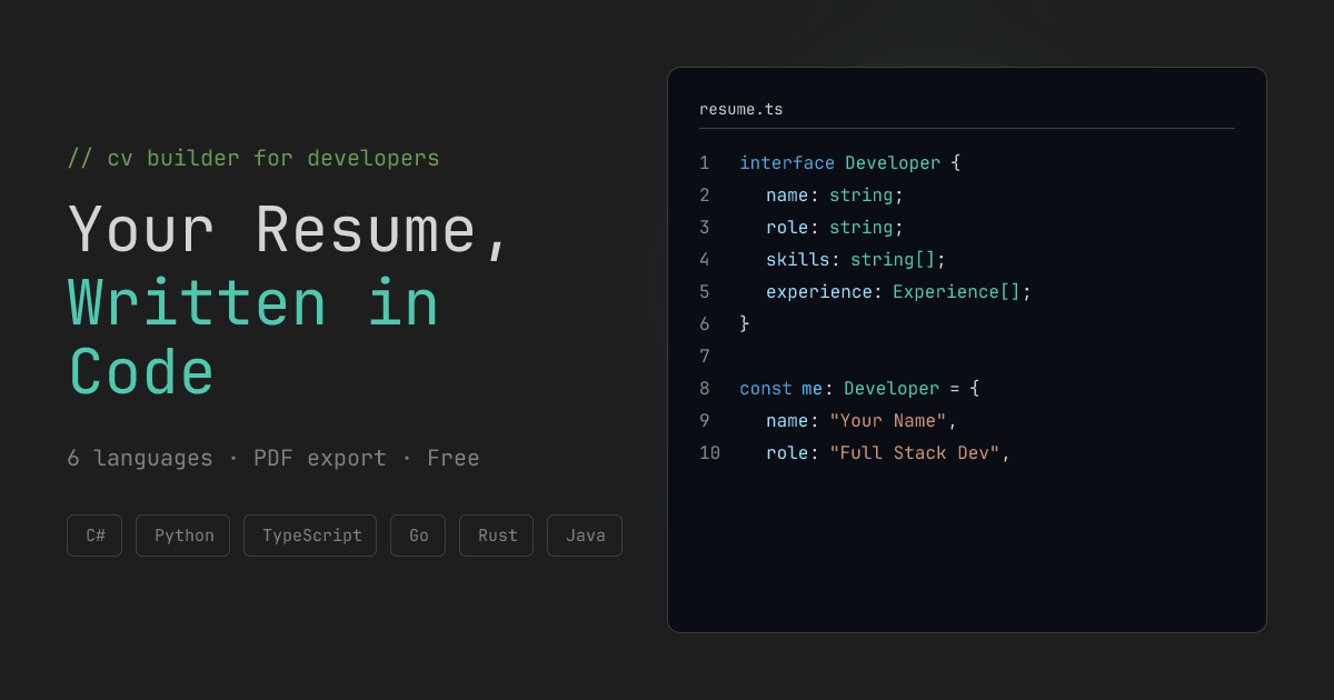 Coded CV - Your Resume, Written in Code